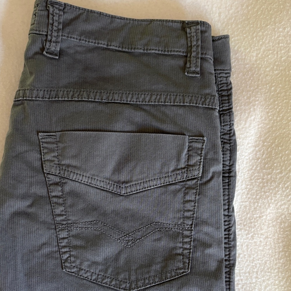 Dark Gray Casual Cotton Pants with Back Pocket Detail